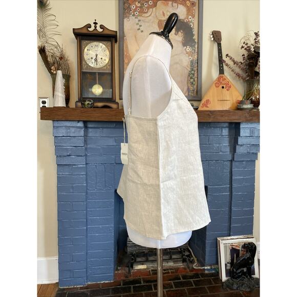 NEW Amazhiyu 100% Linen M Top Tank Womens Hemp Flax Tan Natural Minimal BOHO - Picture 3 of 13